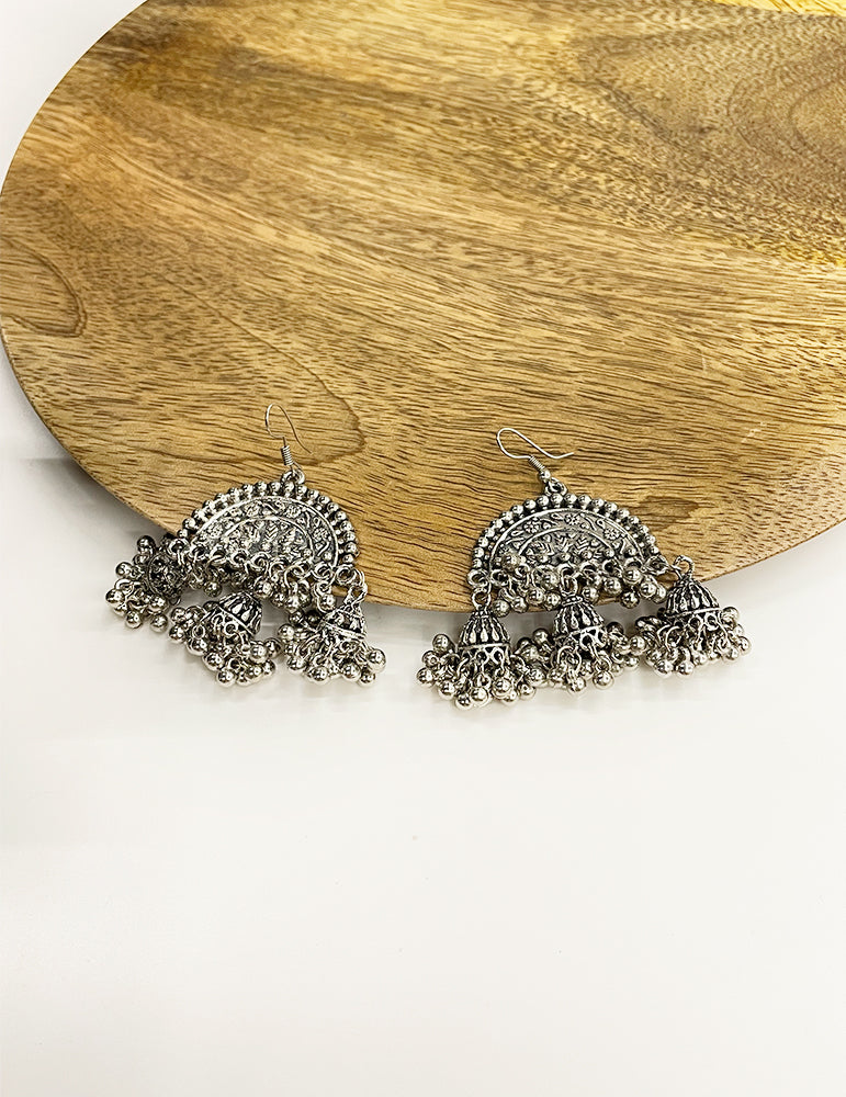 Oxidized Matte Finish Alloy Earrings for Women and Girls - Synostone